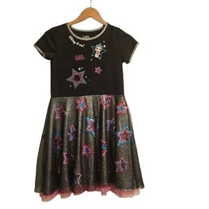 LOL Surprise Doll Bling It On Black Pink Star Glitter Sequin Dress Short Sleeve